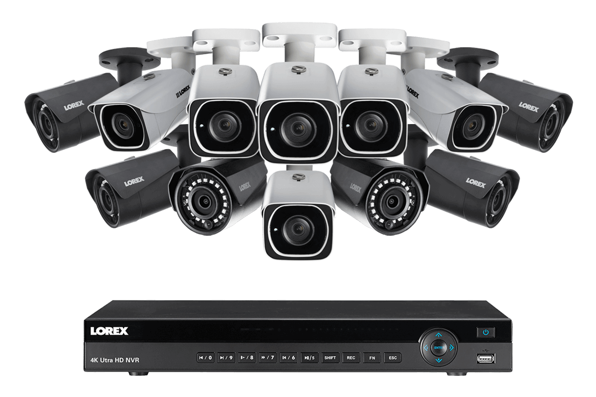 4K Ultra HD IP NVR system with 6 Outdoor 4K 8MP IP cameras and 6 IP 2K 4MP cameras 130FT night vision