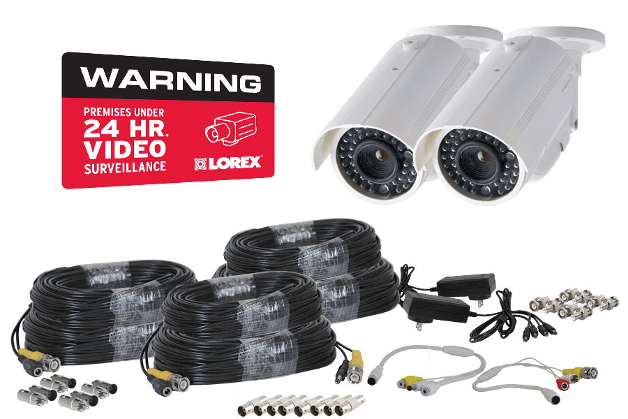 Video surveillance system installer's kit - cables, connectors, power supplies for security cameras
