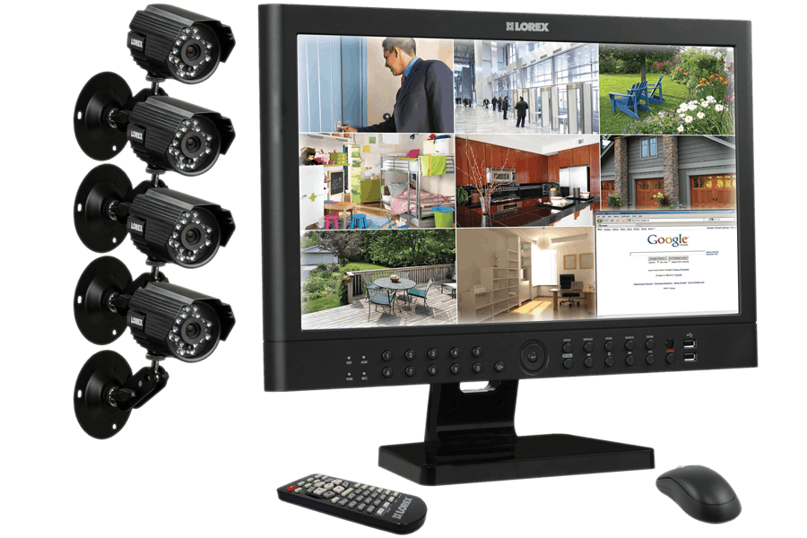 Security and surveillance camera system with 23 inch monitor