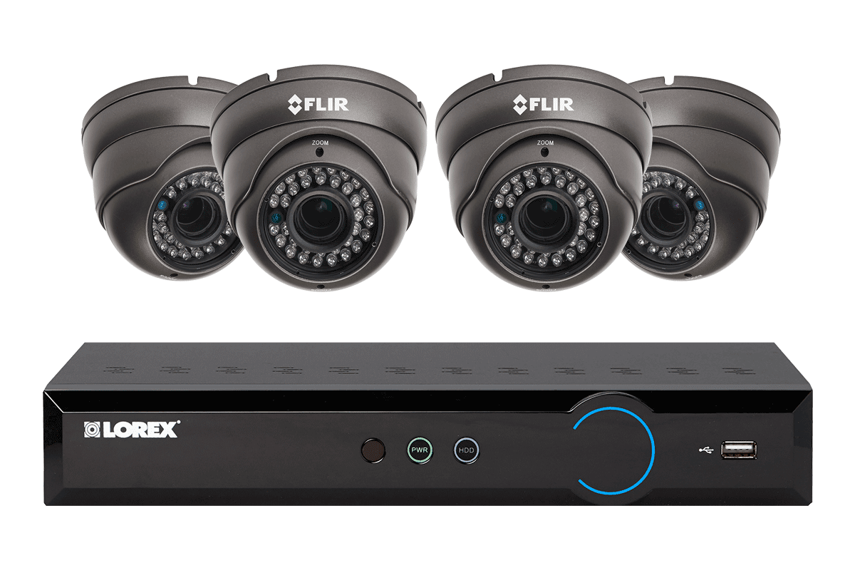 Security Surveillance System with 500GB hard drive and 4 outdoor cameras 65FT night vision
