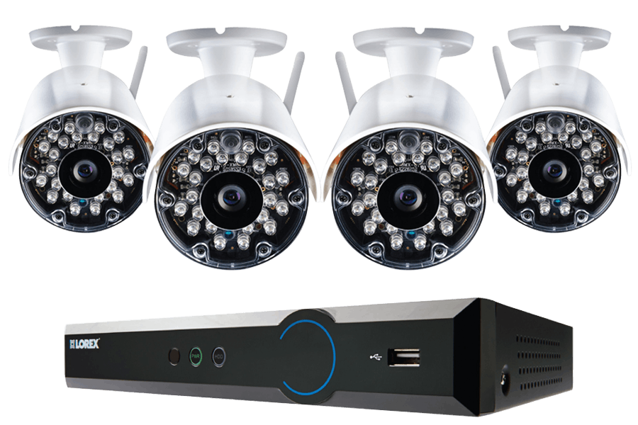 Security Camera System and 4 Weatherproof Wireless Cameras with 135FT night vision