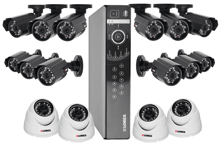 Security DVR system with 16 outdoor security cameras with iPhone, iPad, android app.