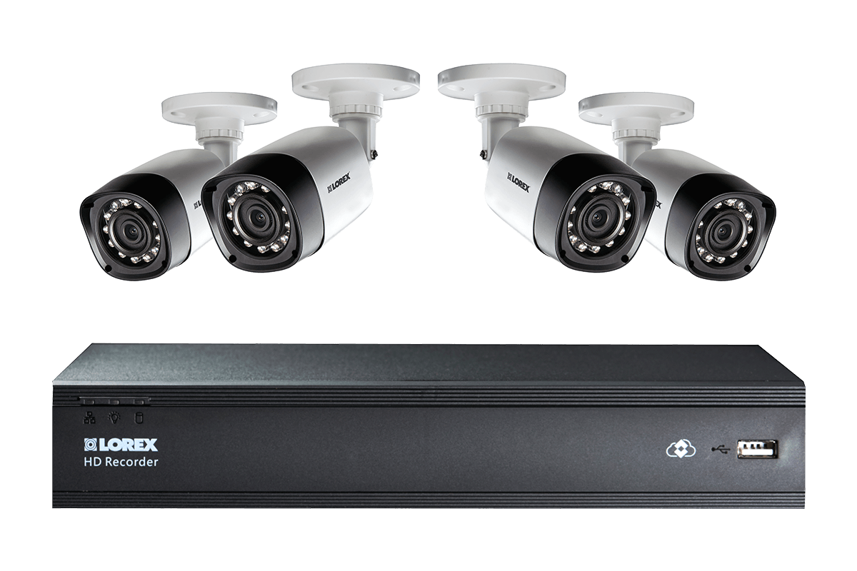4 Camera Security System with 500GB Digital Video Recorder and 720p Resolution