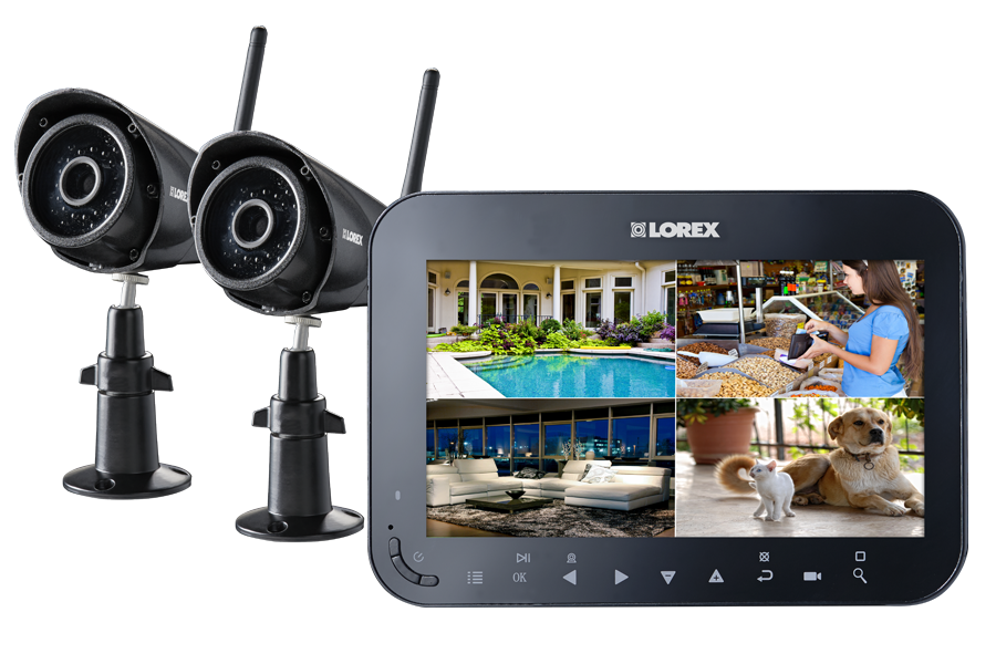 Wireless Video Surveillance System with 7 inch Monitor and 2 Cameras