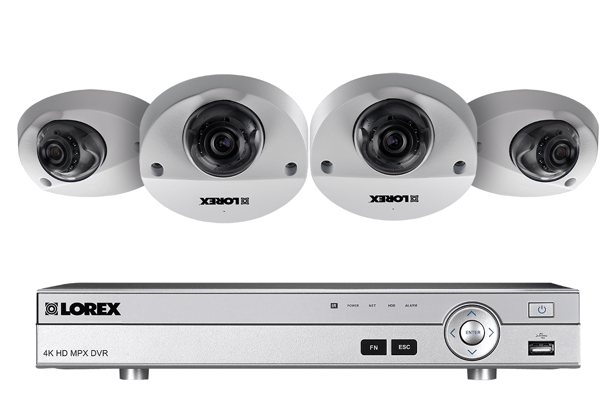 HD surveillance system featuring 4 audio enabled cameras