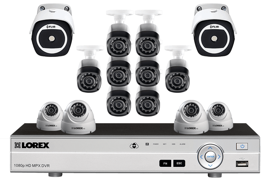 16 Channel HD Security System with 2 Thermal Cameras and 12 HD 1080p Cameras