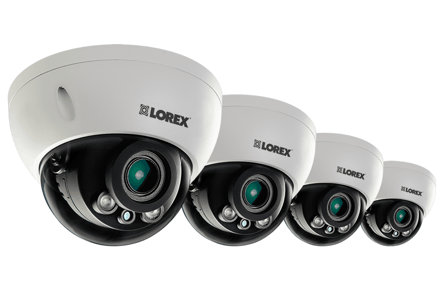 3 Megapixel Dome IP Cameras with Motorized Lenses 140ft night vision 4 Pack