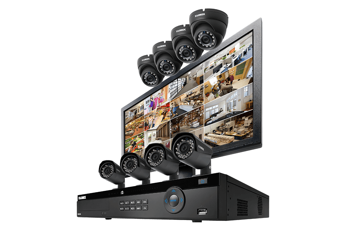 2K security system with 8 Color Night Vision IP cameras and monitor