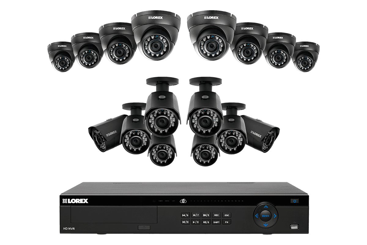 2K IP camera system with 16 outdoor cameras and 16 channel NVR
