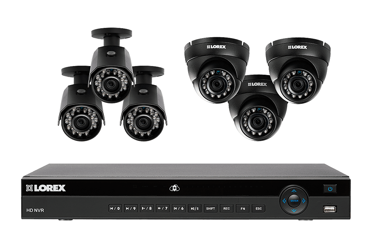 8 channel 2K home security system with 6 weatherproof IP cameras 130ft color night vision