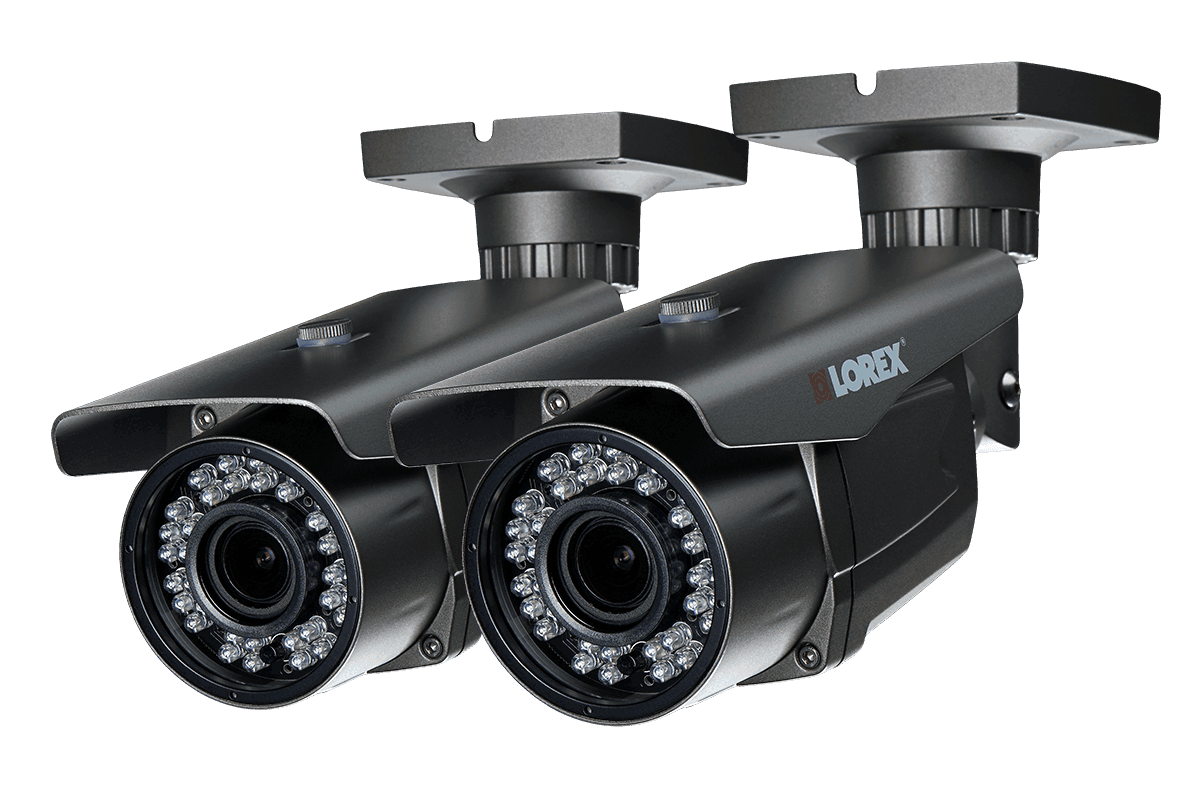 1080p HD security bullet cameras with motorized varifocal lenses 170ft night vision 2 pack