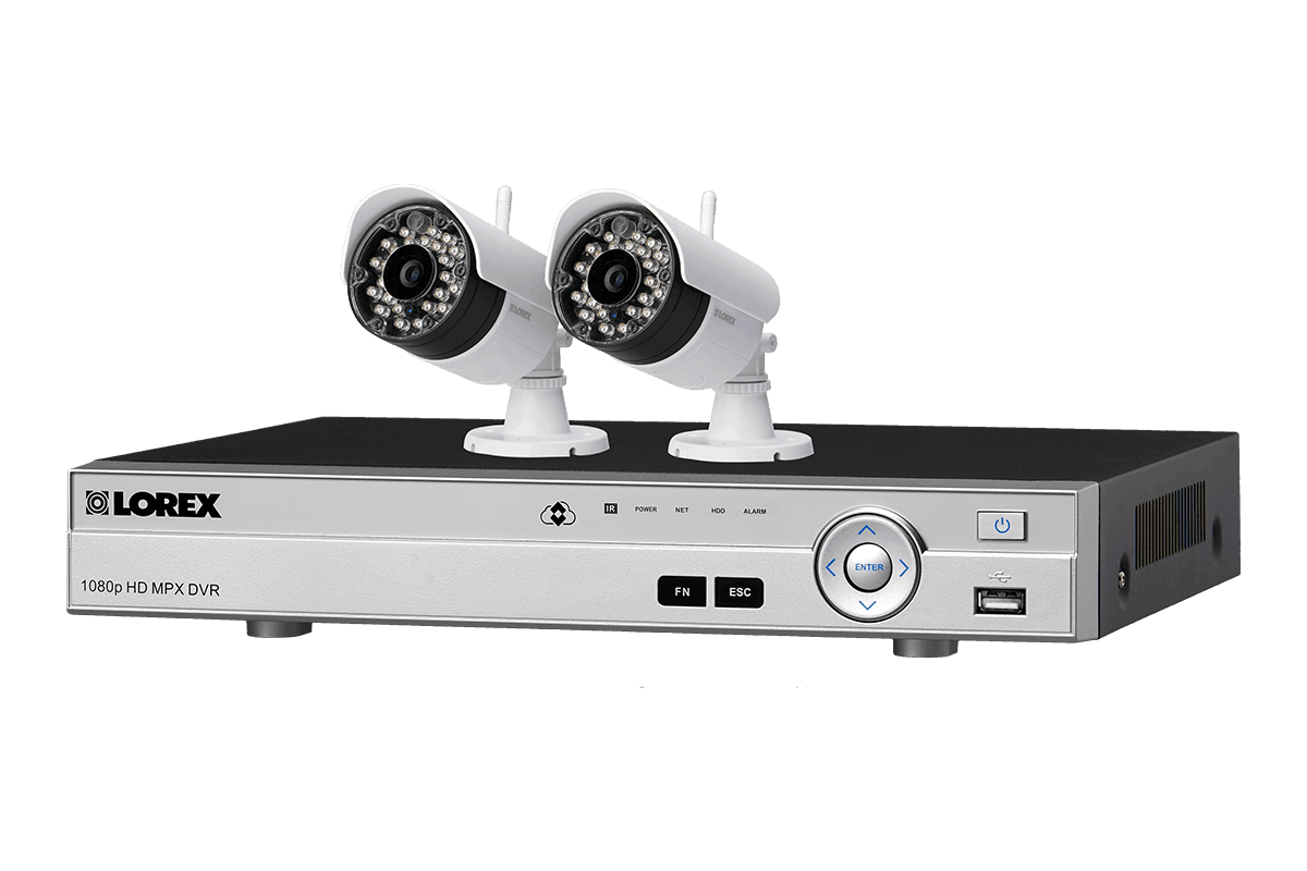 4 channel system with 2 wireless security cameras