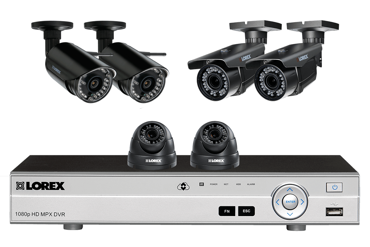 Flexible security system with HD 1080p cameras and 2 wireless HD 720p cameras