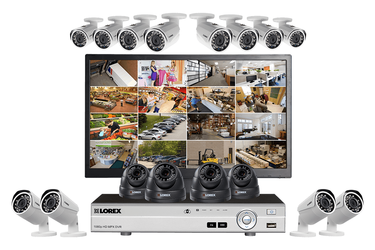 Complete 1080p HD 16 Camera Security System with Domes and Monitor