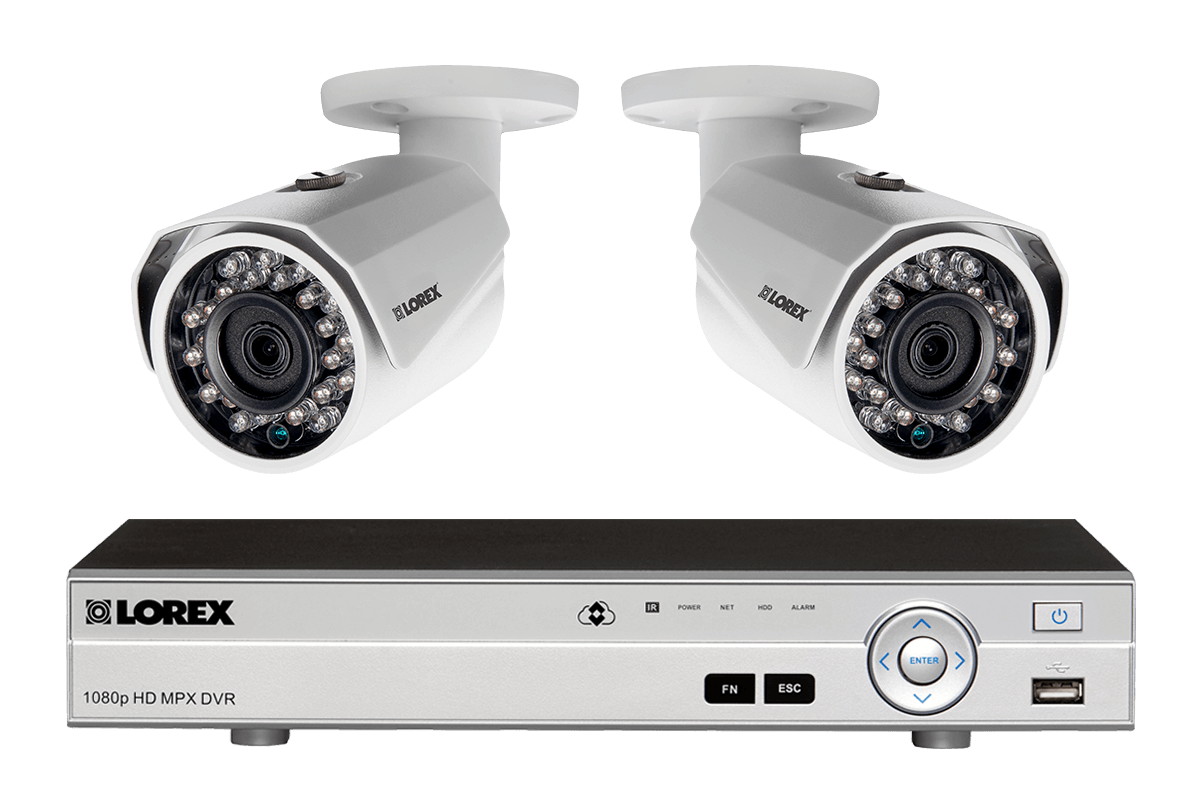 Home security system with 2 HD 1080p security cameras featuring 150 foot night vision
