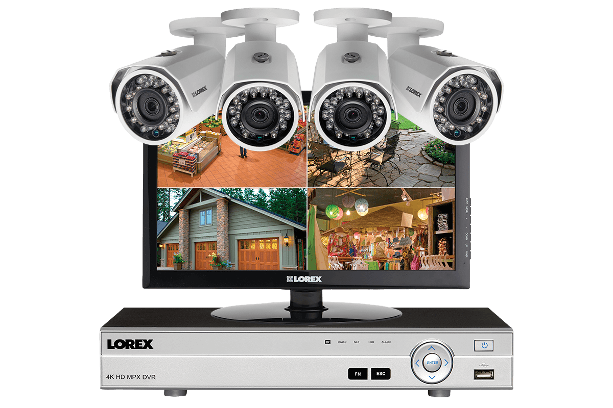 1080p HD complete 4 camera home security system with monitor