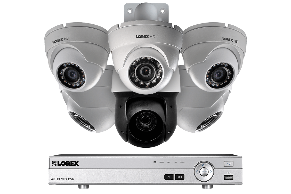 HD CCTV security system with 1080p dome cameras and 720p PTZ camera