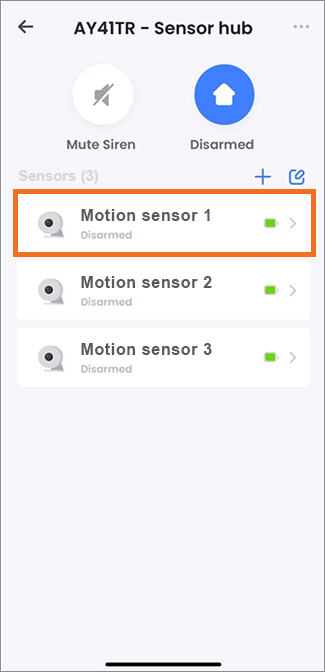 Sensor hub device settings > Select Sensor