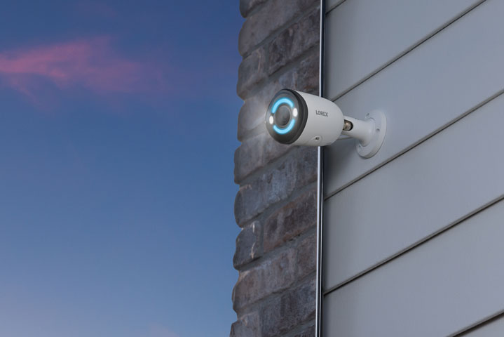 Camera Mounted with Smart Security Lighting Turned On