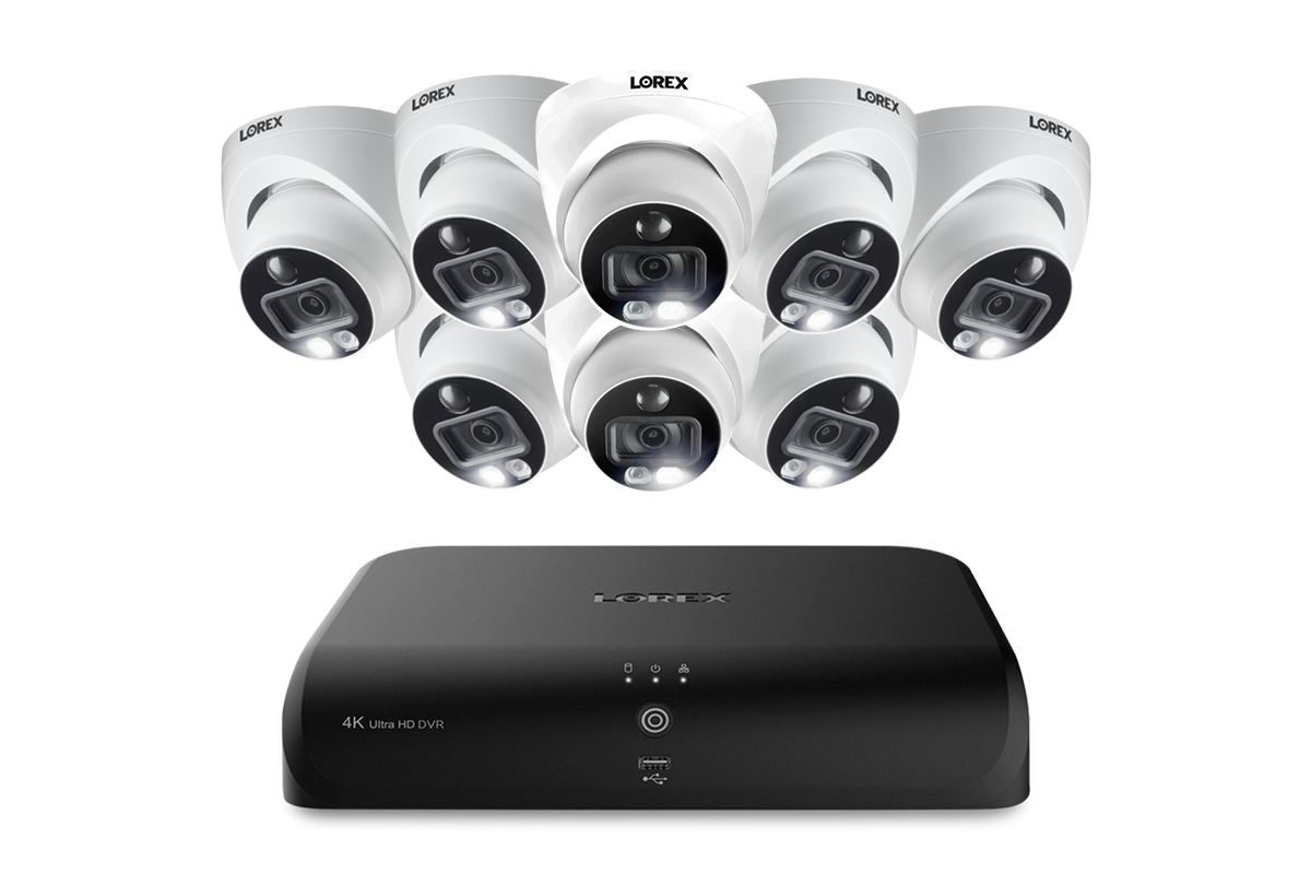 Lorex 4K 8-Channel Wired DVR System with Eight Active Deterrence Dome Security Camera