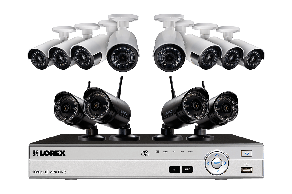 wireless and wired security camera system combination