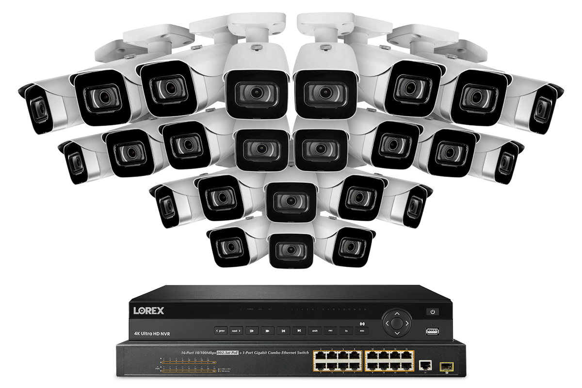 32-Channel NVR System with Twenty-Four 4K (8MP) IP Cameras