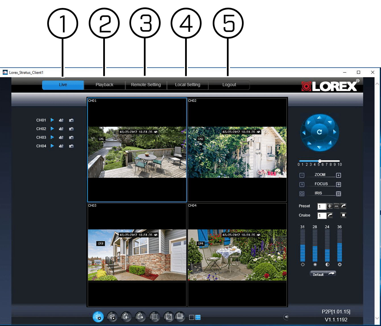Lorex ECO Stratus Client: Live View Window
