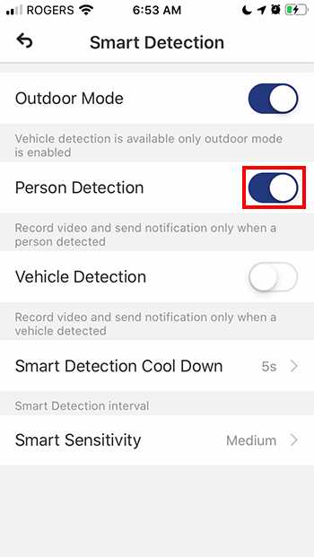 Toggle Person Detection to ON