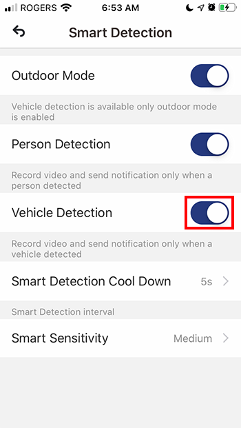 Toggle Vehicle Detection to ON